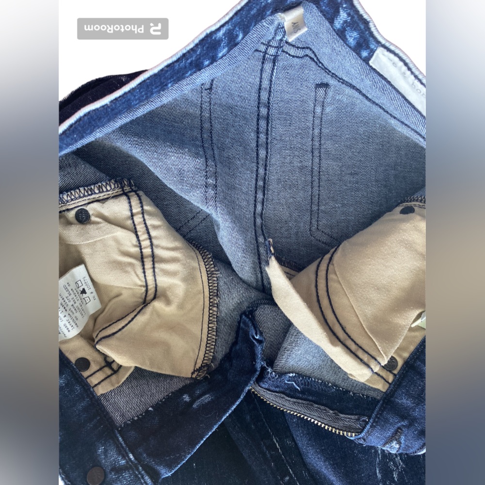 Rag & Bone Acid Wash Denim Skinny Jeans Size 25 Dark Blue White Womens Ankle - Picture 11 of 12